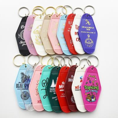 China Custom Vintage Promotional White Retro Hotel Key Chain Logo Plastic Hotel Room Key Chain for sale