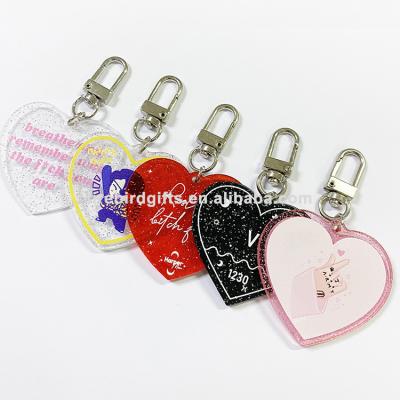 China Promotional Custom Acrylic Heart Key Chain Gifts Heart Key Chain Acrylic for sale