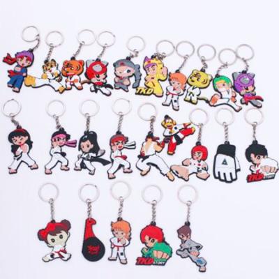 China Wholesale Cheap Soft PVC Rubber Plastic Key Chain PVC Key Chain Taekwondo From China for sale