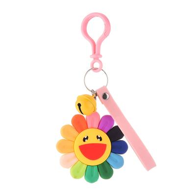 China Promotional PVC Sunflower Rubber Silicone Rainbow Gifts Key Chain for sale