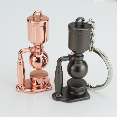 China Mini Coffee Metal Coffee Appliances Wholesale Key Chain 3D Key Chain for sale