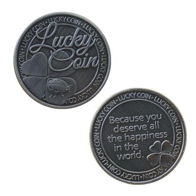 China Lucky Coin Europe Custom Four Leaf Metal Lucky Clover Coin for sale