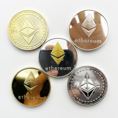 China Custom Europe Gold Money Plated Classic Metal Souvenir Crypto Coin Brand Two Tone Ethereum Physical ETH for sale