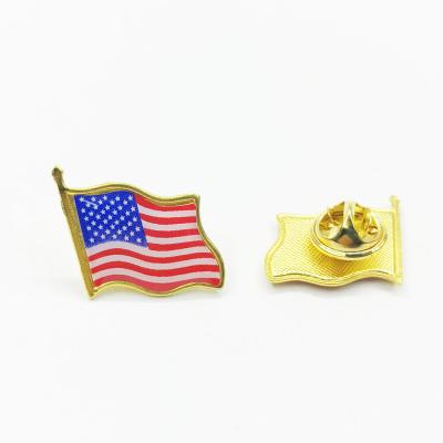 China Custom Epoxy Metal USA China US National Country American Flag Lapel Pin for sale