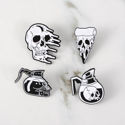 China China Teapot Skulls Brooch Horror Pizza Rose Flower Pin Badge Wholesale for sale