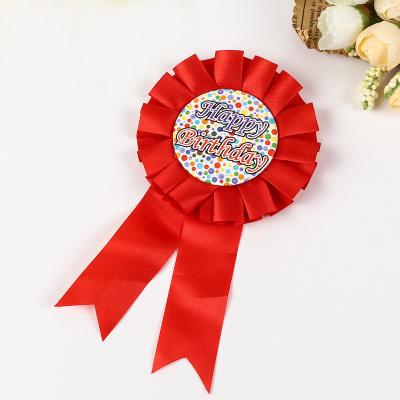 China Printing Custom Anime Horse Rosette Button Ribbon Badge for sale