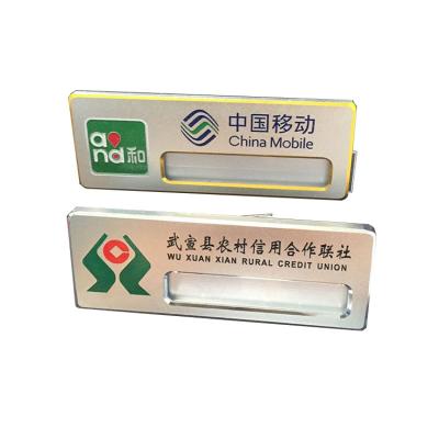 China Stainless Steel Magnetic Custom Blank Reusable Name Badges With Window for sale