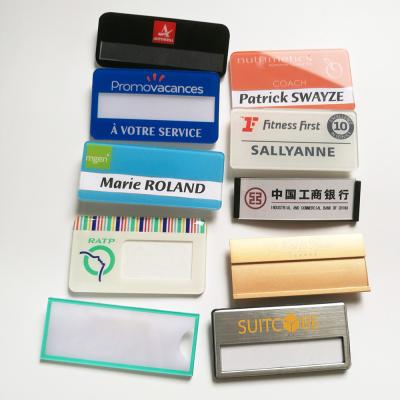 China Custom Changeable Magnetic Blank Metal Aluminum Magnetic Reusable Name Badge for sale