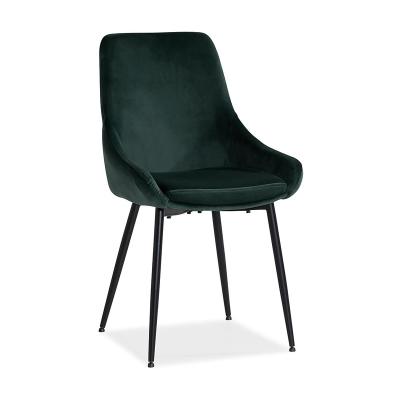 China Velvet Upholstered Dining Chair Unique Design Modern Simple Hotel Power Leg Green Coated Fabric Upholstered Velvet Dining Chair for sale