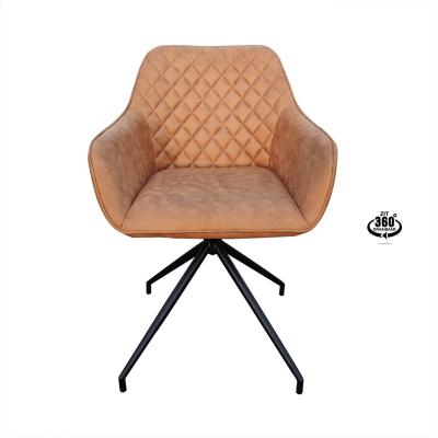 China 360 Swivel Dining Chair Wholesale Antique Industrial Restaurant Chairs Luxury Hotel Fabric Rotate Metal Leg Dining Chair With Arms Chaise Velvet for sale