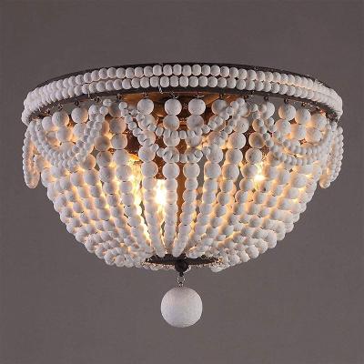 China Wooden Beads Lamp Lighting Chandelier Vintage Wooden Beaded Beads Chandelier Lighting Fixture Wood Wood Beads Retro Lamp for sale