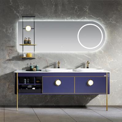 China Modern Unique Design Luxury Bathroom Cabinet Furniture With Double Sink for sale