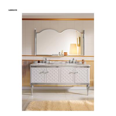 China Modern Saudi Arabian Style Double Sink Furniture Bathroom Vanity Cabinets for sale