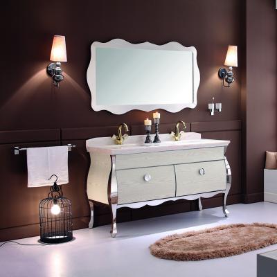 China Environmental Friendly Durable Bathroom Cabinet Models With Double Sink And 4 Legs for sale