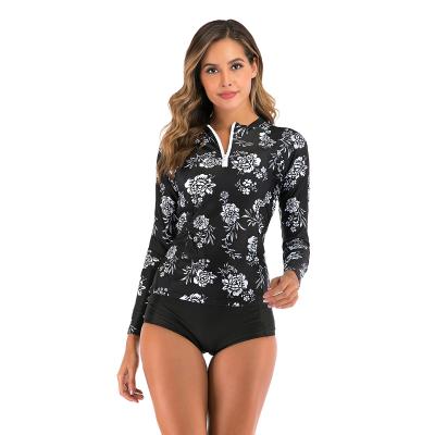 China Breathable Elasticity Surf T-shirt Women European And American Floral Wetsuit Top for sale