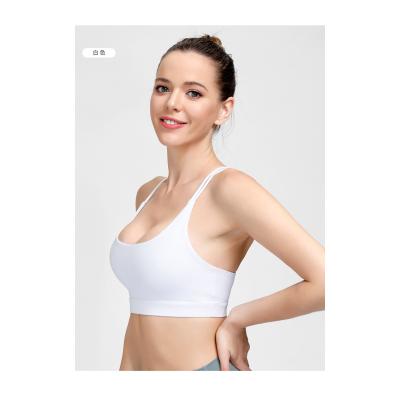 China 2022 New Solid Color Yoga Underwear Beauty Back Bare Feeling Shock Absorption Gathered Sports Underwear Fitness Yoga Wear Running Bra for sale