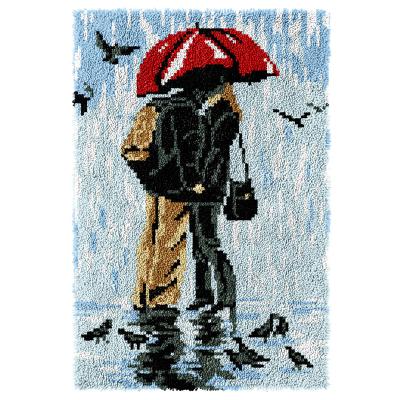 China Europe 2022 DIY Kissing Craft Kit Latchhook in Rain Cover Making Kits Upholster Embroidery Sewing Plush Latch Hook Wall Tapestry for sale