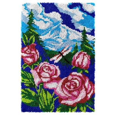 China Europe Valley 2022 DIY Latchhook Rose Carpet Embroidery Needlework Handmade Blanket Making Kits Plush Locking Rugs and Crochet Blankets for sale