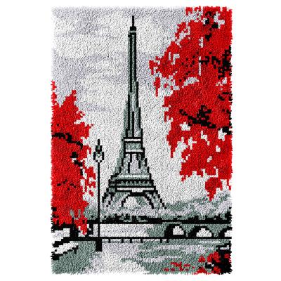 China Europe HOT Sale DIY Latchhook Craft Kit Paris Scenery Rug Making Kits Upholster Embroidery Sewing Plush Latch Hook Blanket for sale