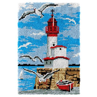 China Europe HOT Sale DIY Latchhook Craft Kit Lighthouse Rug Making Kits Rug Embroidery Sewing Plush Latch Hook Kits for sale