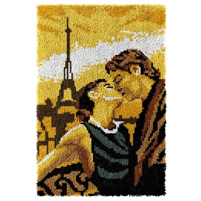 China Europe HOT Sale DIY Latchhook Kissing Kit Craft in Paris Blanket Making Kits Tapestry Embroidery Sewing Plush Latch Hook Blanket for sale