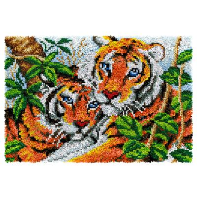 China Europe HOT Sale DIY Latchhook Kit Two Tigers Rug Making Craft Kits Needlepoint Embroidery Sewing Plush Latch Crochet Hook for sale