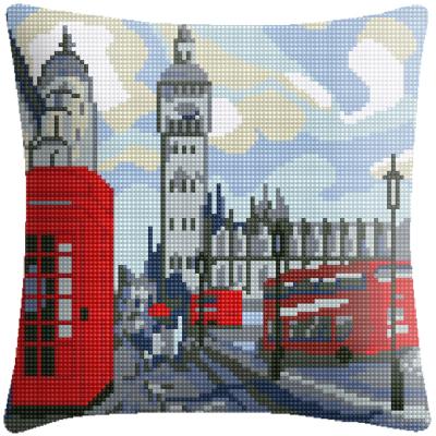 China High Quality Europe Tile London Chunky Yarn Needlework DIY Cross Stitch Cushion Covers Kits For Adult for sale