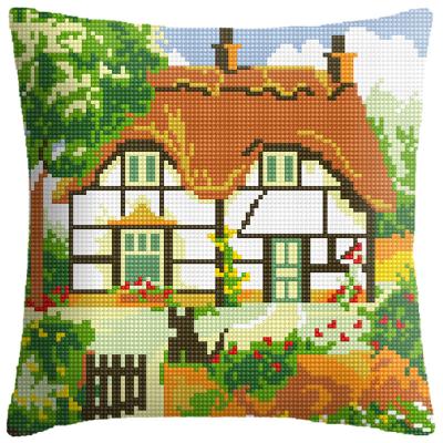 China High Quality Europe Cushion Dream Room Chunky Yarn 6CT Cotton Fabric Cross Stitch Embroidery Pillow Cushion Cover for sale