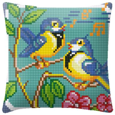 China Europe High Quality Custom Cross Stitch Decorative Tile Singing Chickadees Cushion Blanket 4CT Cross Stitch Embroidery for sale