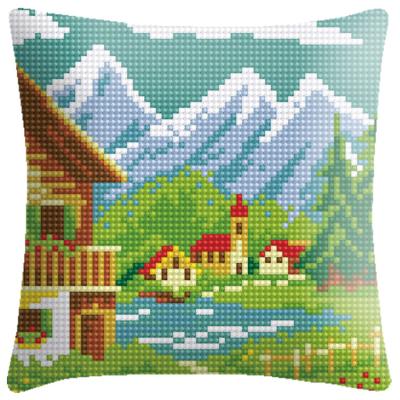 China NEW Europe 2022 Country Village Country Cross Stitch Embroidery Cushion Cover Pillow Case Decorative Home Stamped Cross Stitch Kits for sale