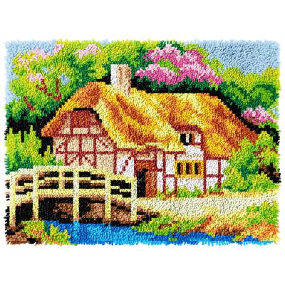 China Europe New DIY Latchhook Cottage 3.75ct Spring Kits Preprinted Crocheting Mat /Blank Canvas Door & Crafts Latch Hook Blanket Kits for sale