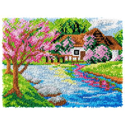 China Europe New Latchhook DIY Kits Flower Season 3.75ct Preprinted Canvas /Blank Crocheting Mat Hobbies Door and Crafts Key Hook Blanket Kits for sale