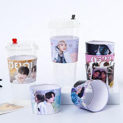 China Recycled materials printing kpop cup sleeve custom coffee sleeves air holder cup sleeve for sale