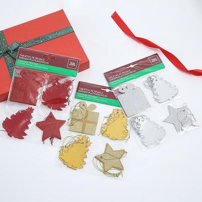 China paper & Shaped Cardboard Christmas Tree Tags Gift Paper Tag Glitter Christmas Tree Hanging Decor for sale