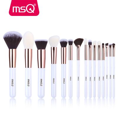 China Angular Blush Full-Functional MSQ 15PCS Rose Gold Professional Makeup Brushes Sets Pearl White Make Up Brush Kits for sale