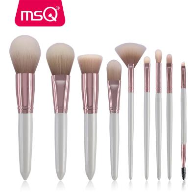 China Angular Blush MSQ 9pcs High Quality Professional Makeup Brushes Private Label With White Pearl Handle for sale