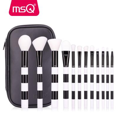 China Angular Blush MSQ 12pcs Synthetic Hair Professional Makeup Brushes Delicate Cosmetic Make Up Brush Set Black And White for sale