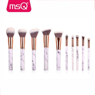 China Angular Blush MSQ Brushes New Arrival Cosmetic Synthetic Hair Marble Handle Makeup Brush Set 10pcs For Sale for sale