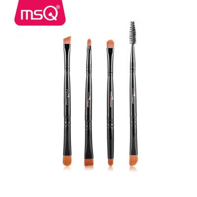 China Black Synthetic Olive Hair MSQ 4pcs Double-End Eye Makeup Brush Set for sale