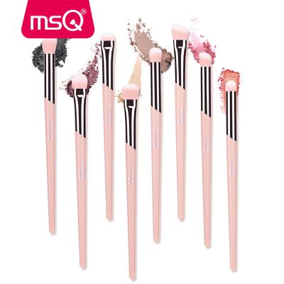 China Angular Blush Professional MSQ Eye Makeup Brush 8pcs Light Pink Handle With Premium Synthetic Hair Brush Set for sale