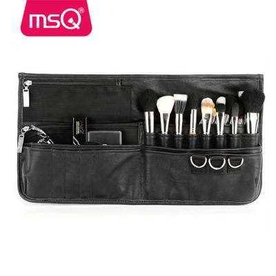 China MSQ Profession Leather Makeup Brush Belt Bag Artist Waist Makeup Brush Bag for sale