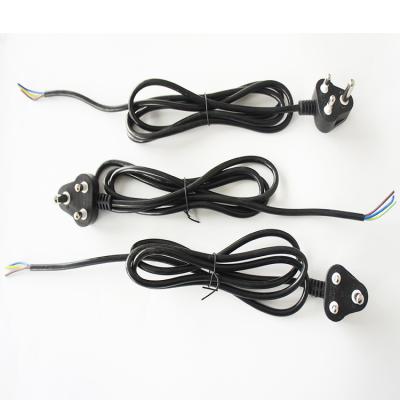 China Electronic Custom Extension Copper Cord PVC Insulated AC Power Cord 3 Pin South Africa Plug For Home Appliance for sale