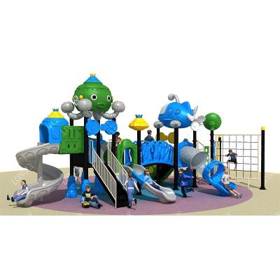 China LLDPE and 114mm galvanized steel tube kids slides playground with climbing net for sale