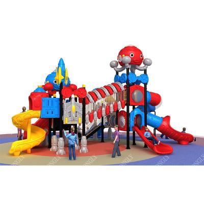 China Tall Plastic And Galvanized Steel Tube Scaled 114mm Commercial Kids Playground Set for sale