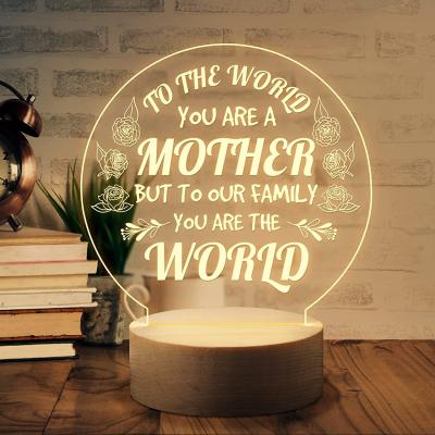 China 3D Customized Bedroom LED Touch Wood Reference Night Color Night Light Warm Gifts For Mom for sale