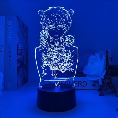 China No Sai-Nan European Night Light Saiki Kusuo Model Anime Character Children's Bedroom 3d Dorm Led Decorative Bedside Lamp for sale