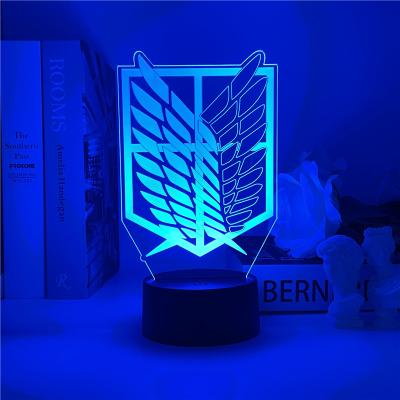 China EUROPEAN Anime Attack on Titan Night Light Lamp Shingeki Logo Children Kids Boys Gift Led Manga Japanese Anime Bedroom Desk No Kyojin for sale