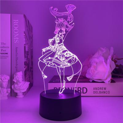 China Kamisato Ayaka Night Light Popular Game Two-Dimensional Acrylic Dormitory Bedroom Gift Otaku Decorative Lights Genshin Impact for sale