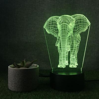 China Custom Decoration Logo DIY Elephant Shape Acrylic Mini Lamp Night Light For Portable 3D Home Decor Christmas for sale