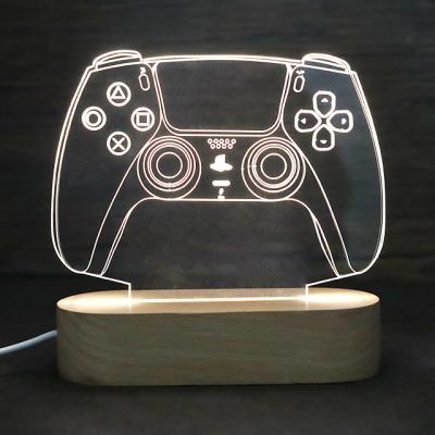 China Customized Warehouse DIY 3D Night Light Rectangle Hot Sale Natural Wood Lamp With Custom Acrylic Plate for sale